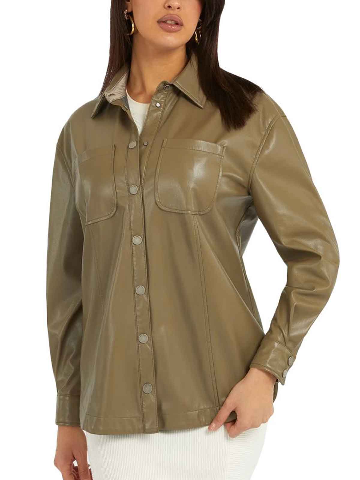   Guess | Carola Faux Leather Overshirt |  